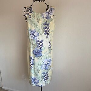 Tommy Bahama Light Cream and Lavender Floral Midi Dress